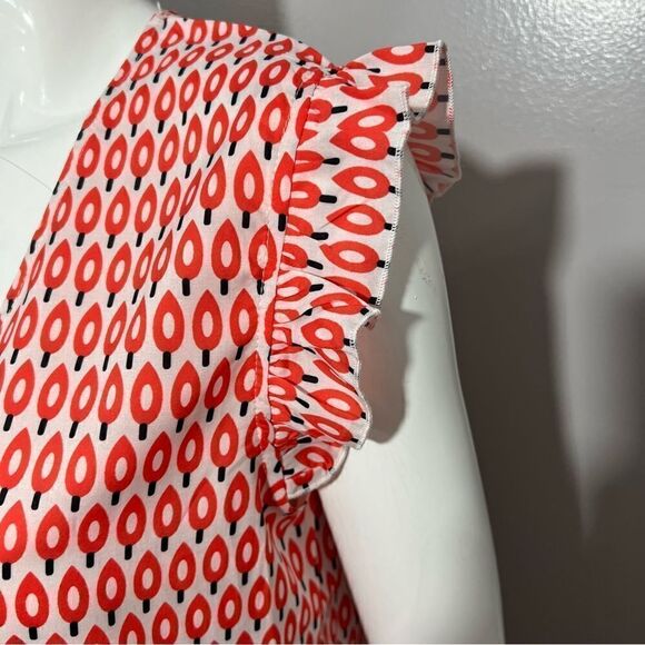 NWT Recycled Orange Graphic Print V-Neck Ruffle Sleeve Top -- L - Picture 4 of 12